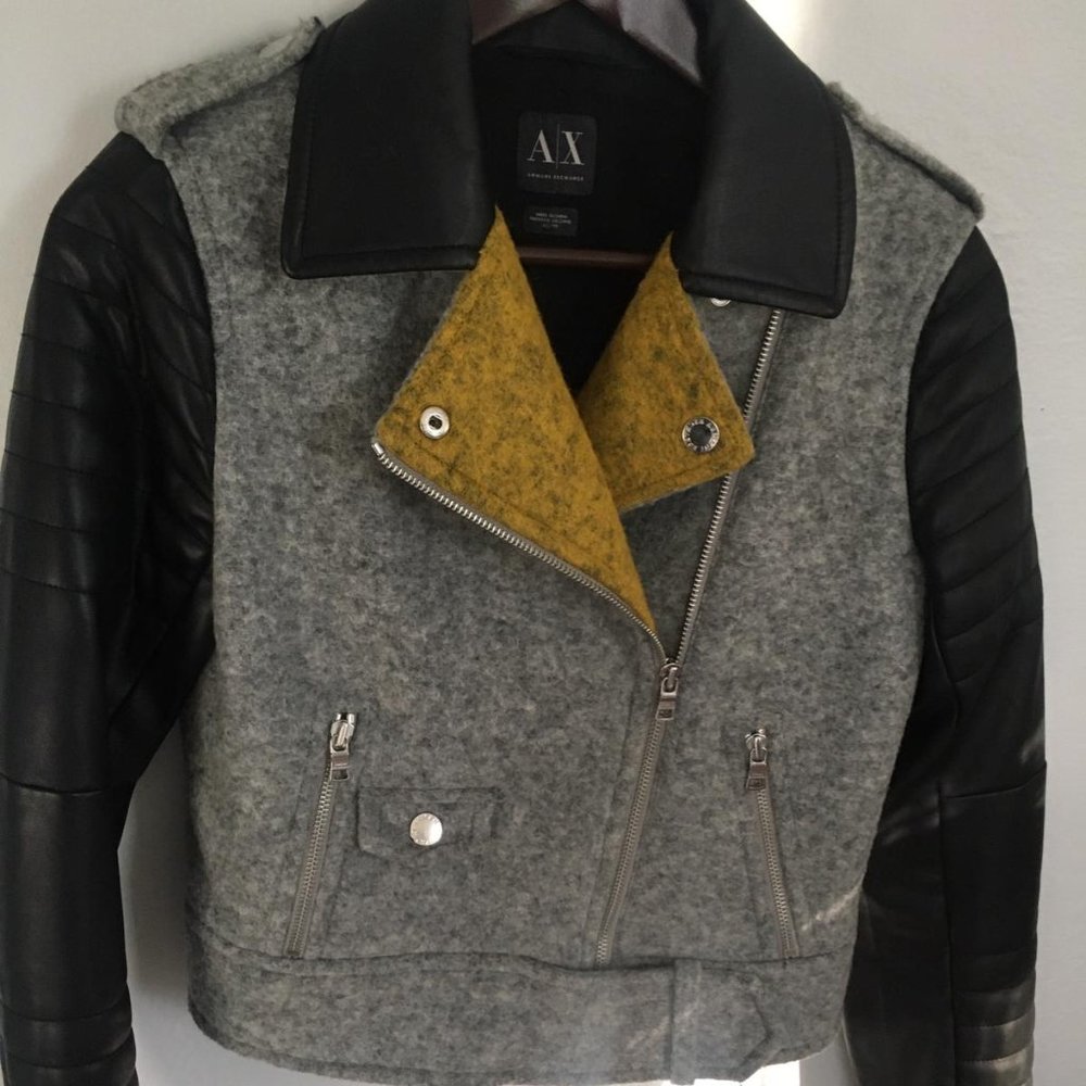 Armani Exchange Moto Wool-Leather Jacket